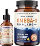 Omega 3 Fish Oil Softgels and Omega 3 Liquid Drops for Kids | EPA, DHA & Algae Oil for Heart, Brain, and Immune Support | Omega 3 Bundle for The Whole Family