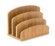 OSCO Bamboo Letter Holder | Mail Sorter | Post Rack | Envelope Organiser | Document Stand | Desk File Storage | Display Slots | H14 x W19 x D10.5 cm |