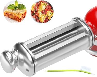 Pasta Roller for all KitchenAid Stand Mixer, Stainless Steel Pasta Roller Kitchen Aid Attachment with 8 Adjustable Thickness Knob, Dough Sheeter Roller for Raviolis Pasta