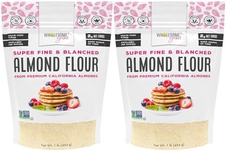 Wholesome Yum Premium Fine Blanched Almond Flour For Baking & More (16 oz / 1 lb) - Low Carb, Gluten Free, Non GMO, Keto Friendly Flour Substitute With Ground Almonds (Pack of 2)