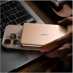 LISEN 0.5‘’ Ultra Slim MagSafe Portable Charger iPhone,Alloy 10,000mAh Magnetic Wireless Card Power Bank,MagSafe Battery Pack for iPhone 16/15/14/13/12,Valentines Day Gifts for Men Women,Gold