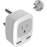 South Africa Power Adapter, TESSAN Type M Travel Adapter with 2 USB Ports and 1 Outlet, International Power Adapter for Canada to South Africa, Bhutan, Botswana, India, Israel Namibia Nepal Pakistan