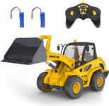 fisca Remote Control Front Loader 1/24 RC Front Loader Bulldozer 9 Channel Construction Vehicle Toy with Light for Kids Age 8 9 10 Up Years Old, Yellow