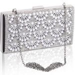 Women's Evening Clutch Purses Bag - Black Crossbody Handbags Glitter Pearl,Sparkly Hardshell Shoulder Purse Clutches with Chains for Formal Wedding Party/Casual Style