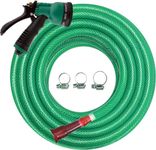 Srigro,5 Meter Heavy Duty PVC Garden Hose Pipe with 8 Mode Spray Gun, Tap Adapter & 3 Clamps, Lightweight, Durable & Flexible, Water Pipe for Garden,1/2 inch, Green, 16.40 feet