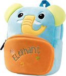 HappyChild Cute Kids School Bag Plush Animal Cartoon Travel Bag for Baby Girl And Boy 1-5 Years (UP FACE ELEPHANT)