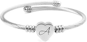 ShopINess Silver Heart Cuff Bangle 