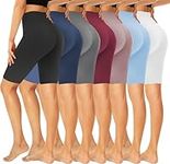 we fleece 7 Pack High Waisted 5''/8'' Biker Shorts for Women - Super Soft Summer Workout Yoga Running Spandex Shorts