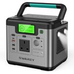 SWAREY Portable Power Station S500, 518Wh Lithium Battery, 500W(Surge 1000W) AC Outlet, 65W USB-C Port, Solar Generator for Outdoors Camping Travel Fishing RV