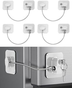 4 Pack Refrigerator Locks with Keys for Kids and Adults, Self Adhesive Child & Baby Proofing Fridge Latch for Double Door, French Door, Cabinets and Drawers, Oven, Windows (Patent)
