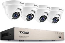 ZOSI 5MP-Lite Home Security Camera System, Human Vehicle Detection, 8 Channel H.265+ CCTV DVR and 4 1920TVL 2MP Security Cameras, Remote Access, Instant Alert