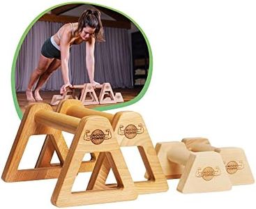 WoodPower® PowerBars® - Wooden Parallettes Joint-Friendly Push-up Handles, Handstand Bars and Mini Bars, Non-Slip for Indoor and Outdoor Use for Calisthenics, Fitness and Handstand (XS + XL (Set))