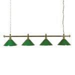 Brass Snooker or Pool Table Lighting Rail with 4 Green Shades