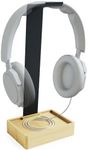 KD Essentials – Headset stand & headphone holder, plastic-free, made of extremely stable metal and bamboo – practical holder protects the headset and ensures more order on the desk