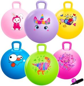 ZOOJOY 6pcs Hopper Balls for Kids 3-8, 18In Bouncy Ball with Handle, Sit on Hopping Toys for Sport/School/Team Active Play, Hippity Hop Ball for Indoor Outdoor Games with Pump
