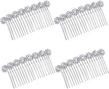 WBCBEC 4 Pack High-grade Alloy Diamond Rhinestone Flower Hair Side Combs Wedding Bridal Jewelry Hair Clips for Women(Silver)