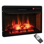 Tangkula 26 Inch 1500W Infrared Quartz Electric Fireplace Insert, 4777 BTU Recessed Freestanding Fireplace Heater w/Remote Control, 4-Level Flame Effect, Overheat Protection