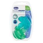 Chicco Soft ergonomic pacifier in silicone x 2, blue / green, 6-16 months