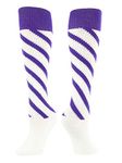 Candy Stripes Knee High softball Socks (White/Purple/Purple, Small)