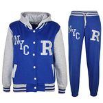 A2Z 4 Kids Unisex Girls Boys Baseball Tracksuit Hoodie with Joggers - T.S Baseball NYC Royal & Grey 13