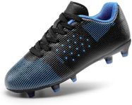 DREAM PAIRS Boys Girls Soccer Cleats Youth Firm Groud Athletic Outdoor Trainning Football Shoes for Little/Big Kid,Size 3 Little Kid,Black/Blue,SDSO224K