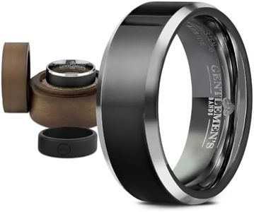 Gentlemen's Bands Men's Black Tungsten Carbide Wedding Band, Size 5