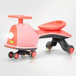 Baybee Nord Kids Magic Swing Cars for Kids, Twister Ride on Toy Kids Car with Flashing LED PU Wheels, Music & Light | Push Ride on Baby Car | Magic Car for Kids 3 to 8 Years Boys Girls (Light Pink)