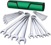 SK Combination Wrench Set, SAE 1/4" to 1-1/4", 18-Piece, SuperKrome Finish, Premium CR-V Construction, with Rolling Pouch