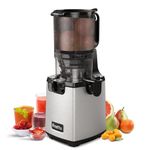 Cold Press Juicer Machines, Fretta Masticating Slow Juicers,140MM Feed Chute, Easy Clean Self Feeding Juice Extractor,Fit Whole Fruits & Vegetable,Tritan & Stainless Steel, 250W, High Juice Yield