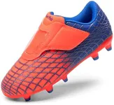 DREAM PAIRS Boys Girls Soccer Cleats Firm Ground Kids Youth Athletic Outdoor Football Shoes,Size 1 Little Kid,Orange/Blue,KKUMSO2510