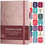 Legend Planner – Deluxe Weekly & Monthly Life Planner to Hit Your Goals & Live Happier. Organizer Notebook & Productivity Journal. A5 Hardcover, Undated – Start Any Time + Stickers – Rose Gold Gold