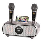 Karaoke Machine for Adults and Kids,Bluetooth PA System with 2 Wireless Karaoke Microphone,Speaker with Mobile Phone holder/USB/TF Card/AUX In,for Home Party,Meeting,Church, Picnic,Outdoor/Indoor