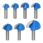 sourcing map Router Bit Core Box Set 1/2 Shank 1" 1-1/8" 1-1/4" 1-3/8" 1-1/2" 1-5/8" 2" Cutting Dia. Round Nose Router Bit 2 Flutes Carbide Cove Box Cutter for Woodworking Cutter Tool 7in1 Set