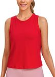 CRZ YOGA Women's Pima Cotton Sleeveless Loose Tank Tops Exercise Gym Yoga Tops Athletic Shirts Festival Red Medium