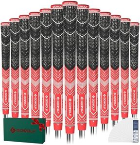 Gowolf Golf Grips Cord Rubber Multi-compound Golf Driver Irons Club 13pcs Golf Grips Colored Top Cover SL02 Pro with Free 15 Tapes (Red, Oversize)