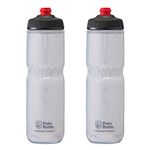 Polar Bottle Breakaway Insulated Water Bottle - BPA Free, Cycling & Sports Squeeze Bottle (Jersey Knit - White, 24 oz) - 2 pack