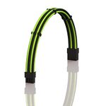 LINKUP - AVA 30cm PCI-E 8 Pin (6+2) GPU PSU Power Supply Braided Sleeved Custom Mod PC Extension Cable w/Combs┃Strong & Stiff Design┃Single Pack┃300mm - GreenBlack -