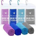 Hystrada 4 Pack Cooling Towels 40" x 12"-Cooling Scarf, Cold snap Cooling Towel for Instant Cooling Relief for All Physical Activities: Golf, Fitness, Camping, Hiking, Yoga, Pilates