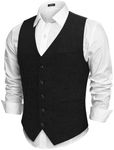 COOFANDY Men Fashion Tweed Waistcoat Lounge Adjustable Suit Vest Regular Fit Vest