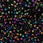 Kurtzy Neon Coloured Acrylic Square Alphabet Beads (1000 Pack) - A-Z Letter Beads 6mm (1/4 inch) - Beads for Jewellery Making, Bracelets, Necklaces, Key Chains, Beading, Art & Crafts, Homemade Gifts