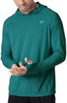 Willit Men's UPF 50+ Sun Protection Hoodie Shirt Long Sleeve SPF Fishing Outdoor UV Shirt Hiking Lightweight Teal L