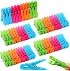 Zeawavsl Pinzas Para la Ropa, Paquete de 60, Pinzas Para la Ropa de plástico de Colores, Clips de plástico Estables Antideslizantes, Ideales para Calcetines, Toallas, Ropa