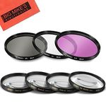 58mm 7PC Filter Set for Canon Rebel T5, T6, T6i, T7i, T8i, EOS 80D, EOS 90D, EOS 77D, SL3 Cameras with Canon EF-S 18-55mm STM Lens - Includes 3 PC Filter Kit (UV-CPL-FLD) and 4PC Close Up Filter Set