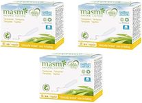3 x18 Masmi Regular Tampons Organic Cotton Non Applicator, Plastic Free, Hypoallergenic, Biodegradable, Perfume, Viscose, Rayon, Chlorine and Dioxin Free (Triple Pack)