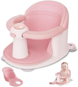 TOSGN Baby Bath Seat for Babies 6 Months & up, Soft Cushions, Non-Slip Baby Bath Seat, Safe & Comfortable Baby Bath Support, for Bathtub/Living Room/Shower Room(Pink)