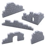 Ruined Stone Walls Set B, Terrain Scenery for Tabletop 28mm Miniatures Wargame, 3D Printed and Paintable, EnderToys