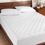 Bare Home Quilted Fitted Mattress Pad - Cooling Mattress Topper - Hypoallergenic Down Alternative Fiberfill - Stretch-to-Fit (Queen)