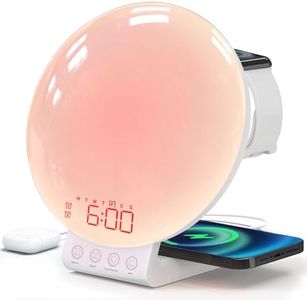 Dekala Sunrise Alarm Clock with 3-in 1 Wireless Charger Clocks, White Noise Sound Machine, Night Lamp with 11 Light, Alarm Clock for Heavy Sleepers Adults, Compatible with iPhone/Apple Watch/Airpods