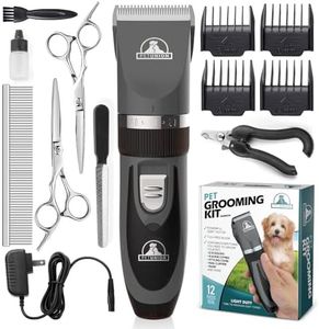 Pet Union Professional Dog Grooming Kit - Rechargeable, Cordless Clippers & Complete Set Gunmetal