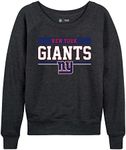 Team Fan Apparel NFL Womens Charcoal Crew Neck Football Apparel, Light Weight Slouchy Raglan Sleeve Crewneck Pullover (New York Giants - Charcoal, Womens Large)